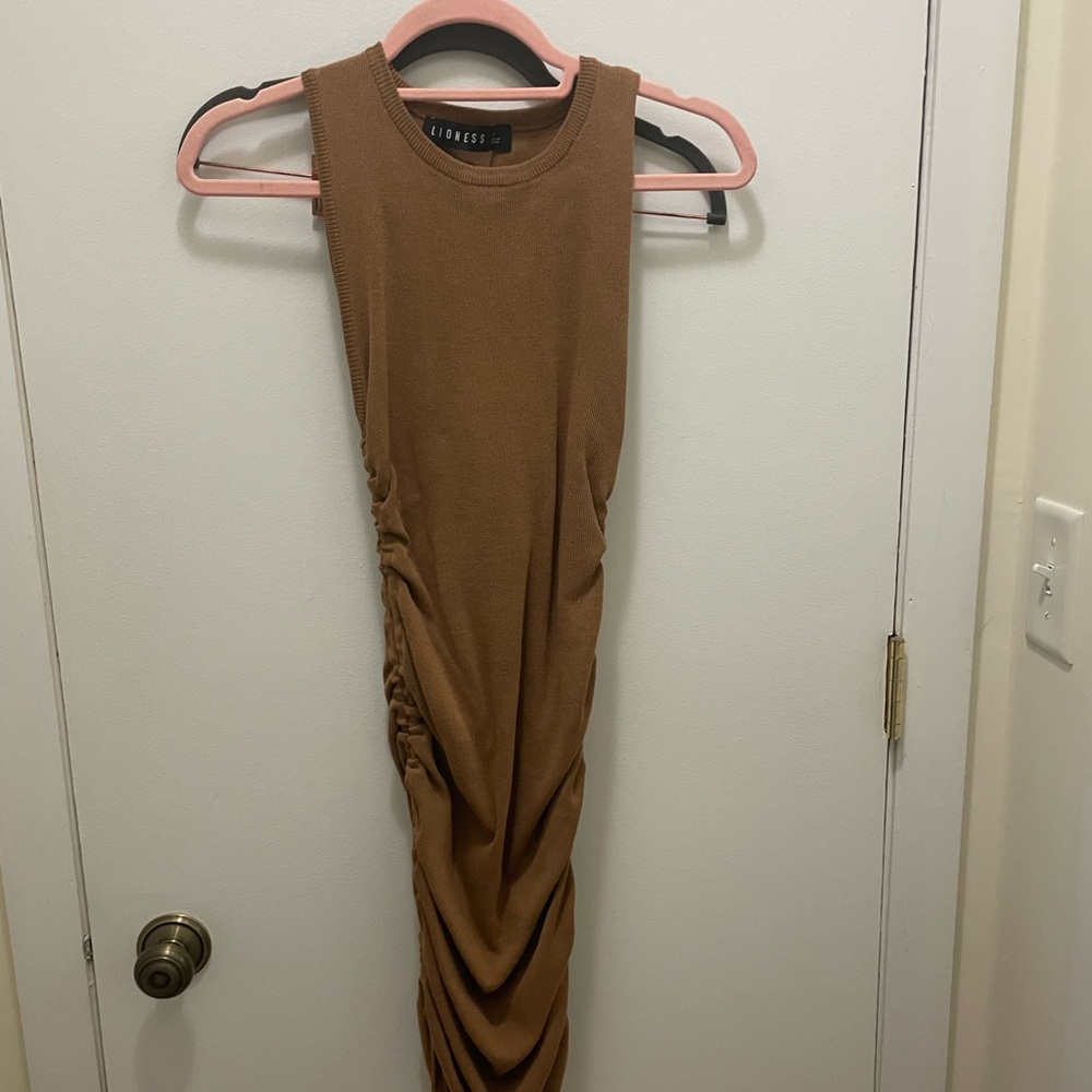 Lioness Tan Sleeveless Midi Dress